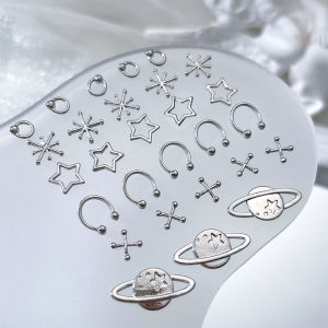 💕 Store opening 💕 10Pcs Fashion Punk Metal Geometric Nail Art Decoration Color Alloy Manicure Decor DIY Nail Decor Accessories