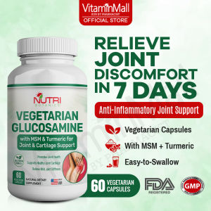 Nutri Botanics Vegetarian Glucosamine MSM Plus Turmeric for Joint & Knee Pain Relief - Anti- Inflammatory Support Reduce Cartilage Deterioration - Vegetarian Formula - 60 Capsules