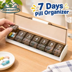 Purrhappy Large Weekly Pill Organizer 7 Compartments Waterproof Moisture Proof Portable Travel Supplement Holder Medicine Storage Case Bpa Free