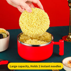 COD 1000ml 304 Stainless Steel Noodle Bowl with Lid &Handle Portable Food Container Leak Proof Bento Box