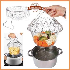Stainless Steel Foldable Frying Basket Deep Fry Basket Mesh