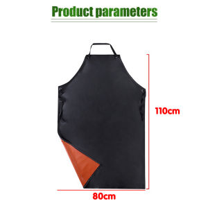Waterproof Chef Butcher Apron Antifouling Work Apron Black PU BBQ Kitchen Cooking Apron