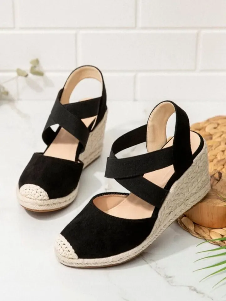 Womens Closed Toe Espadrilles Wedge Sandals Comfortable Cross