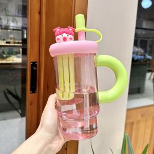 Stylish High-Capacity Ice Cream Tumbler with Straw and Handle - Perfect for Summer Drinks and On-the-Go Use