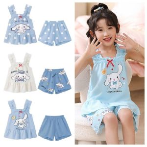 Sanrios Cinnamoroll Kuromi My Melody Short Section Ladies Pyjamas Set Pyjamas Women Summer Kawaii Cartoon Loose Pajamas Pajama Shorts Set