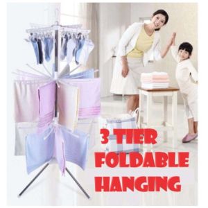3 Tier Foldable Cloth Hanger and Drying Racks Laundry Hanging Rack Laundry Hanger/Penyidai Ampaian Baju