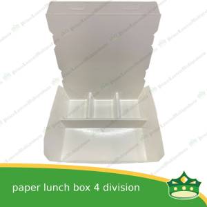 [25 pcs] BIG paper lunch box 4 division white laminated leak proof for big partition meals or bento boxes take-out packed meal catered meal combo rice viand fruit dessert with partition
