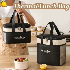 Waterproof Oxford Lunch Bag Large-capacity Storage Handbag Thermal Lunch Box for Office and Campus