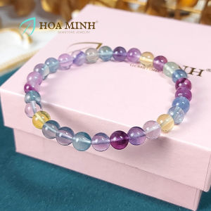 Vòng tay đá Fluorite tự nhiên size hạt 6.8 li phong cách thanh lịch thời trang không kén mệnh | Hoa Minh Gem