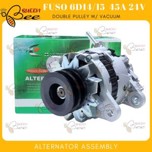 QUEEN BEE Mitsubishi Fuso 6D14 6D15 Alternator Assembly 45Amp 24v Double Pulley with Vacuum Khybrid