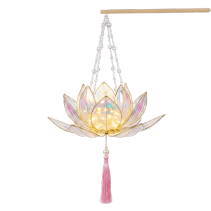 CHICKETTI 3D Twisted Stick Lotus Flower Lantern Glowing Luminous Handheld Lantern Portable Paper Lantern DIY Material Package with LED Mid-Autumn Festival