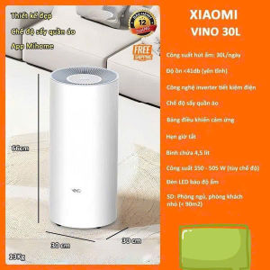 Máy hút ẩm thông minh Xiaomi Vino 30L kết nối App Mihome