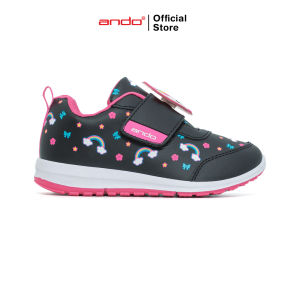 Ando Official Sepatu Sneakers Elina V Anak - Hitam/Merah Jambu