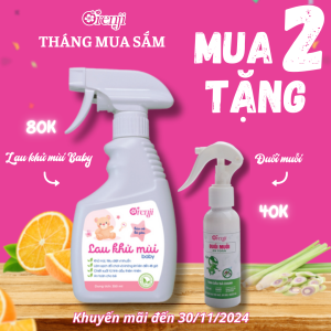 Lau khử mùi khử khuẩn vệ sinh đồ chơi đồ dùng cá nhân của bé Orenji 350ml