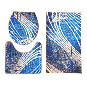 New 3-Piece Memory Foam Bathroom Rug Set Non-Slip U-Shaped Toilet Mat and Bath Mats with Absorbent Absorbency - Floral/Abstract Designs