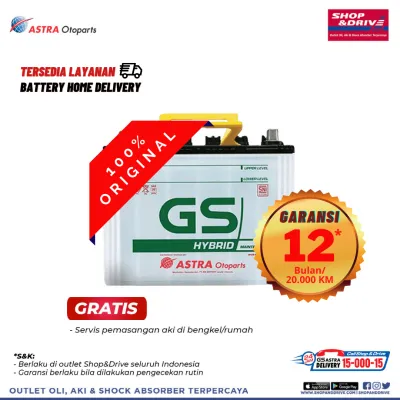 Aki GS Hybrid NS60 untuk mobil Swift (Aki Standard) dan Avanza Grand New Avanza Rush Xenia Grand New Xenia Terios Gran Max (Aki Upgrade) [Voucher Digital | Trade in | Gratis Pasang di Bengkel/Rumah]