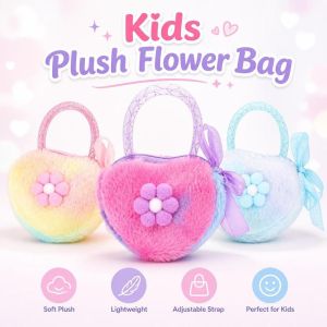 WISHAHA Heart-Shaped Plush Shoulder Bag Lightweight Zipper Closure Children Coin Purse  Small Backpack Kawaii Crossbody Bag Autumn Winter
