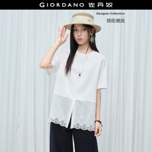 GIORDANO Women T-Shirt 100% Cotton Stitched T-Shirt Casual Stylish Trendy Elegant Comfortable Fashion Classic 18326705