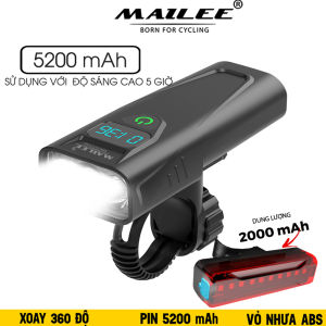 Đèn Pha Xe Đạp Chiếu Sáng Chống Nước CD-30 Gắn Tay lái Vỏ nhựa ABS Sạc Điện Type-C Có Đồng Hồ Hiển Thị Thời Gian Lượng Pin Có Hỗ trợ Sạc Khẩn Cấp - Mai Lee