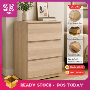 SKPLUS 3 Drawer Household Storage Cabinet Wooden Living room Bedroom Organizer Almari Laci Kabinet Penyimpanan Rumah - Fulfilled by SKPLUS