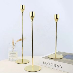 【SLN】Gold candlestick set romantic candle stick metal exquisite meal wax candle dinner decoration wedding activities family dinner decoration candle holder