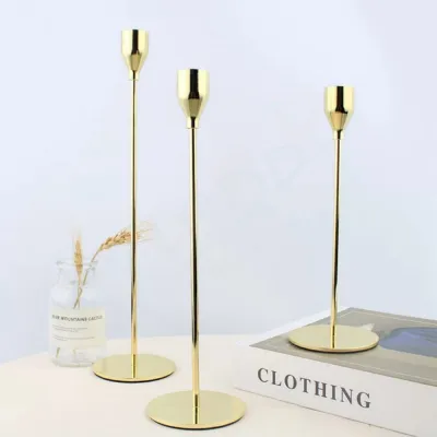 【SLN】Gold candlestick set romantic candle stick metal exquisite meal wax candle dinner decoration wedding activities family dinner decoration candle holder