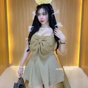 Set เสื้อสายเดี่ยวโบว์(ชิโน)+กางเกงผ้าวูลเวฟ 💖