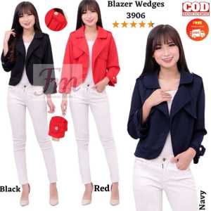 Femme Ols Blazer Pakaian Kerja Formal Bahan Wedges Fashion Wanita 3906