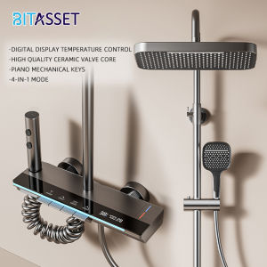 BITASSET LED Screen 4 in1 Shower Set Hot and Cold Shower Set for Bathroom Rainshower Set with Faucet 2 Way Double Source