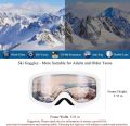 Karsaer Ski Goggles Anti-Fog Snow Goggles OTG 100% UV Protection Snowboard Goggles Bendable Dual-Lenses for Men Women Youth. 
