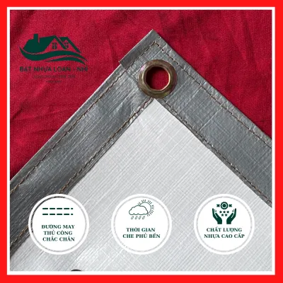 Bạt che nắng Bạt che mưa Hàn Quốc Xám Trắng loại dày (200gr/m + May viền đóng khuy miễn phí)