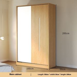 Wardrobe Modern Family Bedroom Sliding Wardrobe Sliding Door Storage Cabinet Solid Wood Combination Storage