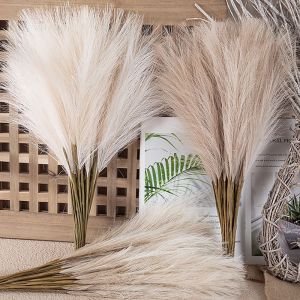 55CM 5PCS Fluffy Pampas Grass Boho Decor Artificial Flower Fake Plant Reed Simulated Wedding Party Christmas Home Decoration