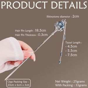 Jepit Rambut Sanggul Tusuk Konde Rumbai Magic Wand Exquisite Crystal Tassel Hairpin TRSJ