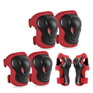 LITUILI Youth 6pcs Safety Protection Pads Safety Brace Cycling Sports Kits Knee Protector Skateboard Wrist Guards Protective Gears Set Elbow Pads Kids Knee Pads Set