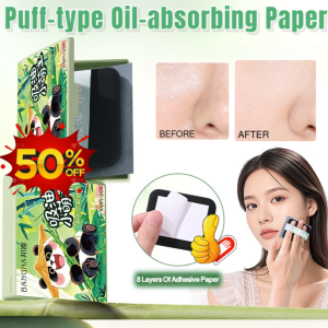 💕Control Oil and Lock Makeup💕 Oil-Absorbing Puff Paper with Mirror Set Makeup Without Wiping Makeup Portable Mirror Paper for Controlling Oiliness