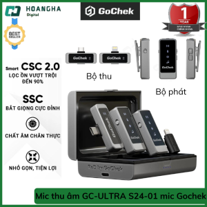 Mic thu âm không dây GoChek GC-ULTRA S24 kèm Dock sạc Tích hợp 2 chân cắm khi live/quay video/ghi âm cho mọi thiết bị