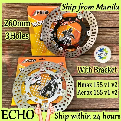 【VIBO】 260mm 3Holes Big Disc With Bracket For Nmax 155 v1 v2 v3 Aerox 155 v1 v2 v3 Front Disc