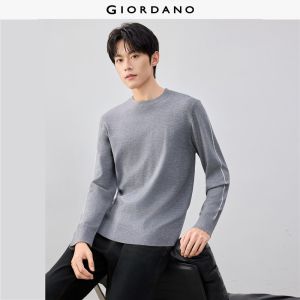 Giordano Men Contrast tape crewneck sweater Free Shipping 18056004