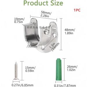 Heavy Duty Flange Rod Holder Sturdy Closet Rod End Support with U Shaped Hanging Rod Flange Socket