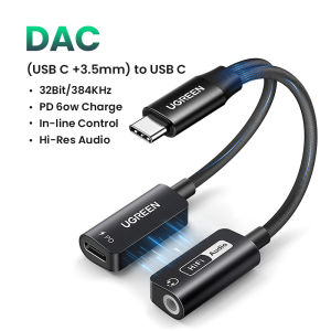 UGREEN 2 in 1 DAC USB Type C to 3.5mm Suond Card PD Charging Adapter Compatible with Macbook iPad Pro Samsung S25 S24 Ultra iPhone 17 16 15 Pro Max  Model: 25837