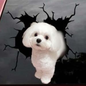 PRETTY MJ Xe ô tô Chống thấm nước Chống xước Hình dán hoạt hình Hình dán Bulldog Pháp Mèo cưng Hình dán xe hơi Nhãn dán đèn pha