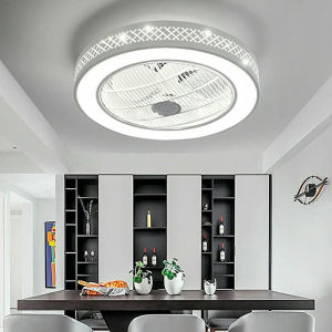 Angelila 40W LED Ceiling Fan with Lights Remote APP Control 20 Inch Flush Mount Ceiling Fan Enclosed White Ceiling Fan with 3-Speed Wind and 3-Color Dimmable Smart Timing for Home Bedroom Living Room