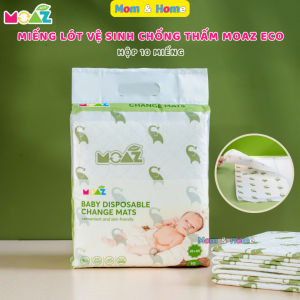 Miếng Lót Vệ Sinh Chống Thấm Moaz Eco Tấm Lót Thay Tã Bỉm 45x60cm 4 Lớp Chống Tràn Hộp 10 Miếng