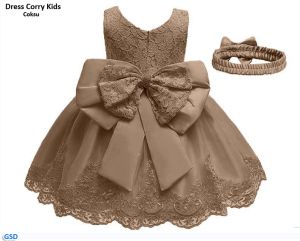 New Dress Brukat Corry Cozy +GRATIS Bando Pita Lucu / Baju anak cewek Usia 1-8 tahun / Gaun Pesta Anak / Baju Ulangtahun Anak CR1