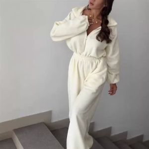 Womens New Fashion Long Sleeve Jumpsuit Casual Half Placket Elastic Waist Jumpsuits For Woman Simple Style Solid Color Trendy dongdumaoyi2026