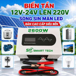 Kích Điện 2600W Inverter 12V-24V Lên 220V Sóng Sin Chuẩn Chạy Tivi Tủ Lạnh Quạt Máy Bơm