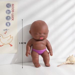 SG-STOCK Natasha Soft Stretchy Black Skin Baby Figure Fidget Toy for Stress Relief and Anxiety Kids Gift 10cm-14cm