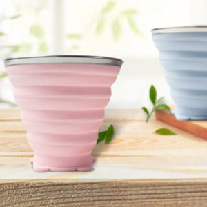 [tianjunmaoyi] ขวดน้ำซิลิโคนพับเก็บได้ถ้วยชาพับเก็บได้