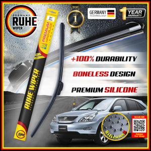 Ruhe Wiper Toyota Harrier ACU30 - New Present Original High Quality Soft Silicone Car Wiper Silicon Kereta Wischer Windshield OEM Wiper Blade Glass Effervescent Cleaner Car Accessories Aksesori Wiper Kereta Viper (1 Sets)